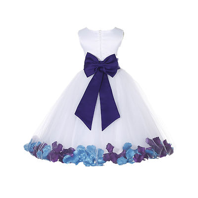 CUSTOMIZE WHITE FLOWER GIRL DRESS ROSE PETAL PARTY PAGEANT 6-9M 2 4 6 8 10 12 14