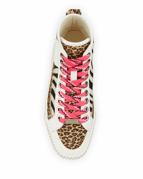 NIB Jimmy Choo Impala Hi-top Pony Hair Sneakers Black/White Sugar