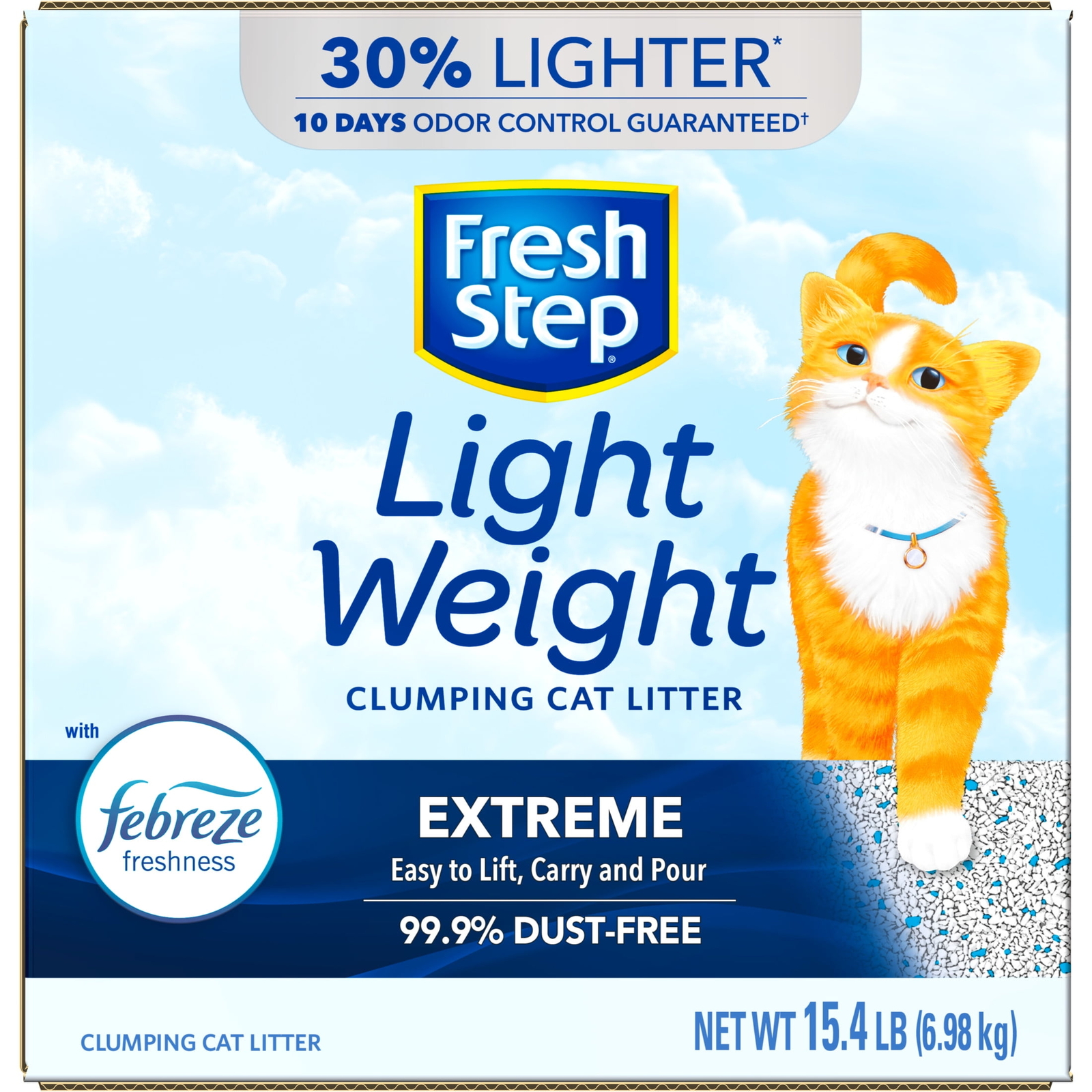 Lightweight Extreme Scented Litter with Febreze, Clumping Cat Litter, 15.4 lb