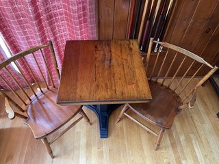 Antique Oak & Cast Iron Pub Table Great 1930’s Deco Style EXCELLENT CONDITION!