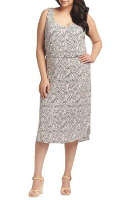 TART Print Stretch Jersey Blouson Midi Dress 2X 18W-20W Nordstrom City  Chic