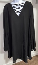 Speechless Juniors' Plus Size Sheer Lined Dress  Black 2X New with Tags