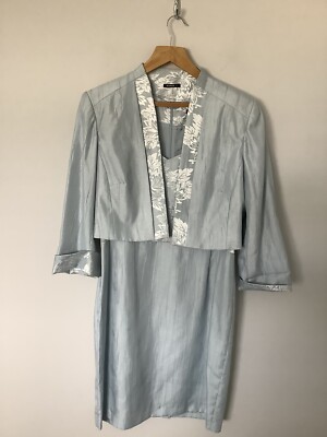 Römisches Brautmutter Outfit Größe 14/16 Kleid & Jacke Babyblau Satin