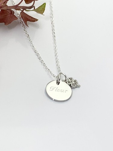Personalised Necklace Name Four Leaf Clover Luck Hope Birthday Christmas Gift - Picture 5 of 6