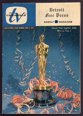 1972 SUPER DETROIT FREE PRESS TV GUIDE / OSCAR AWARDS SHOW / ALFRED HITCHCOCK