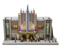 O Scale Metropolis Movie Theater City Building, LED Prelit, Figures, Trains NEW