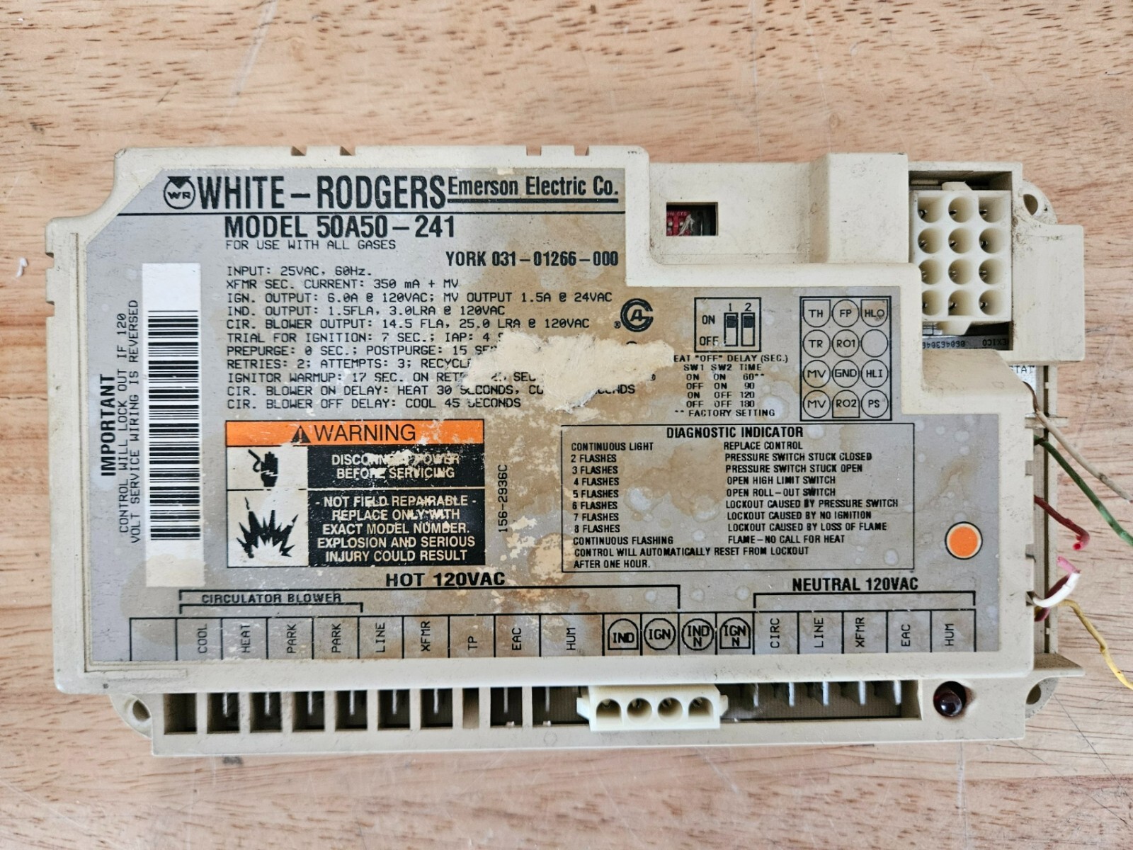 White Rodgers 50A50241 Furnace Control Board 03101266000 eBay