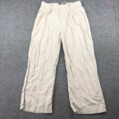 Hollister Pants Womens Large Beige Linen Blend Wide Leg High Rise  Drawstring