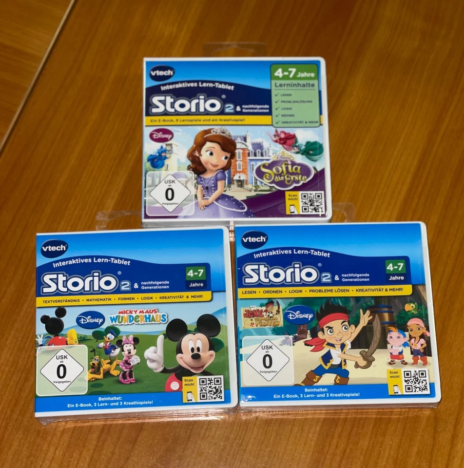 VTech Storio 2, 3x Lernspiel - Sofie - Micky Maus - Jake Nimmerland - Neu -OVP 