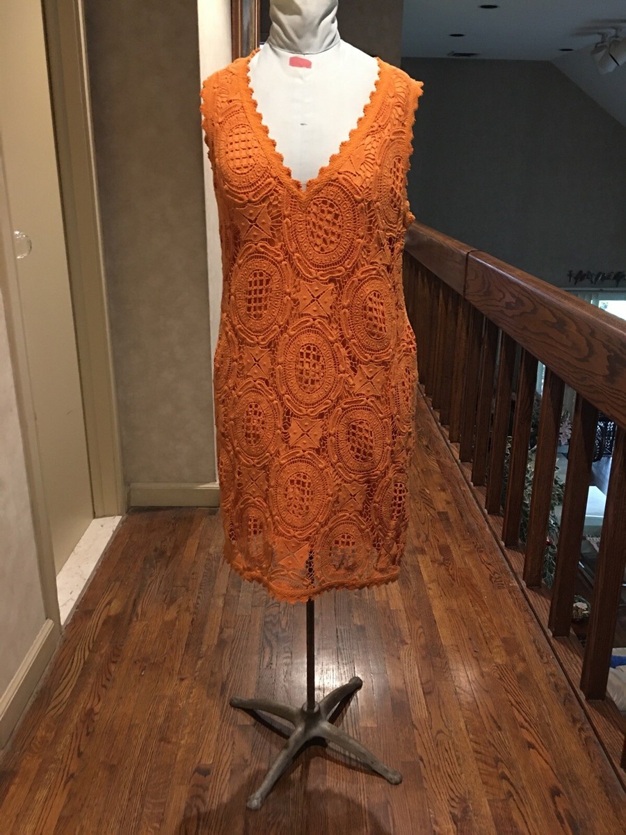french connection crochet dress French Connection Crochet Mini Dress Cream 3/4 Sleeve Eyelet Lace Size 0