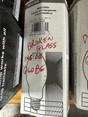 Philips MH400/U/ED28 Metal Halide Lamp 400W Broken piece of glass inside  W498