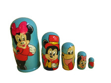 Mickey and Minnie Nesting Doll/5-pc Set/ 4.5" Tall/Russia/NEW