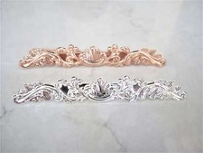 Slim antique style silver or rose gold/ copper filigree hair pin clip barrette