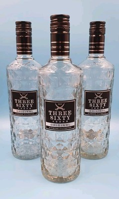 3 x Three Sixty Vodka Flasche Deko Hausbar Minibar Leerflaschen ACHTUNG: LEER