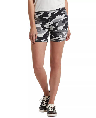 HUE Womens Bike Shorts Cotton Camo Print Black Grey Size Small $25 NWT 