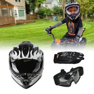 Youth Goggles Size M/L/XL Adult DOT Dirt Bike ATV Motocross Helmet w/ Gloves 