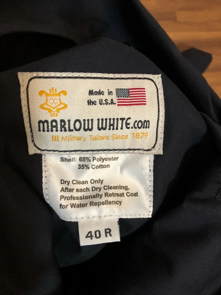 Impermeable Marlow Blanco Hombre Doble Pecho Cinturón Azul Marino Talla 40R Foto 4 de 4