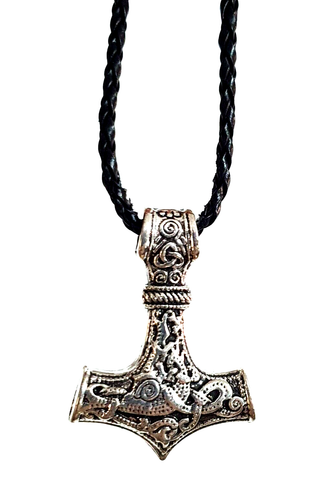 Viking Thors Hammer Necklace Pendant Mjolnir Amulet Cord Serpent Norse Pagan - Picture 9 of 17