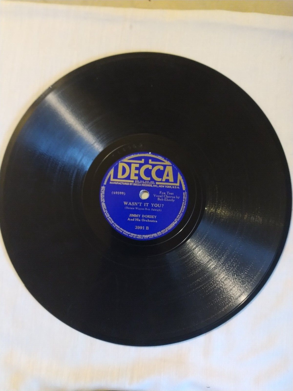 JIMMY DORSEY, SMOONLIGHT MASQUERADE / WASN'T IT YOU?, 10", 78RPM, EX