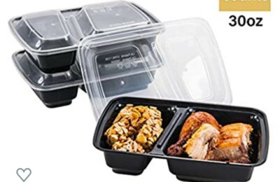 50 Set(100pc)2-Compartment 30oz Meal Prep Microwaveable Reusable ContainerW Lids
