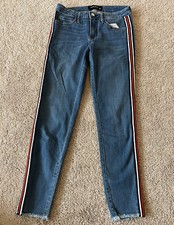 Just Black Denim Blue Jeans Womens Size 26 Striped Skinny Made In USA