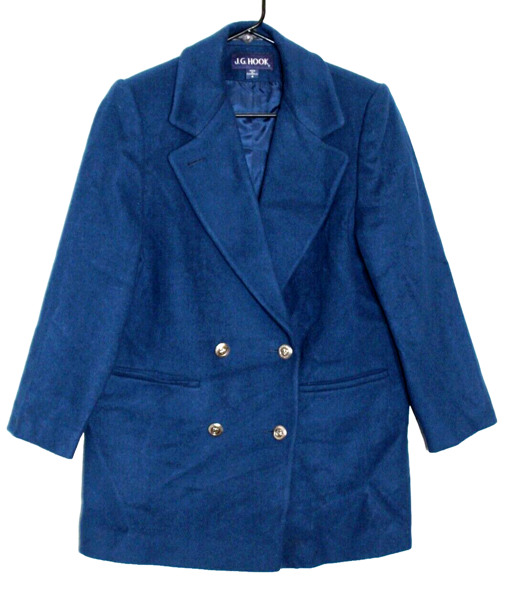J.G. Hook Men's Wool Blend Peacoat Small Blue Double-Breasted Warm