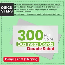 300 Custom Full Color Business Cards 2 Side Printing FREE DESIGN & FREE SHIPPING