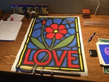 Original Vintage Poster “Love” Black Light Pin Up Anti War Psychedelic 20”x26”