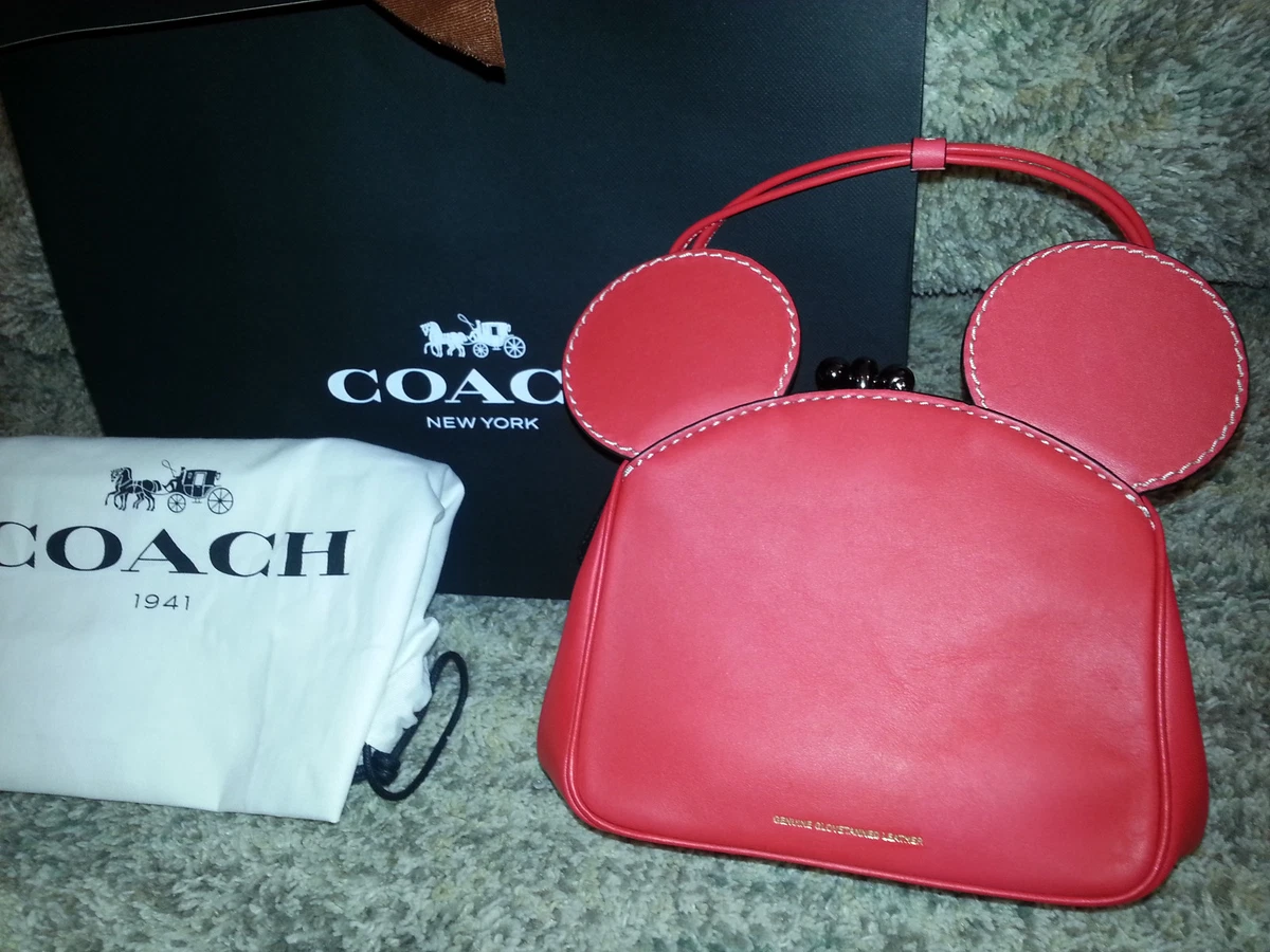 COACH X DISNEY Red MICKEY MOUSE Purse KISSLOCK BAG Satchel LIMITED EDITION New