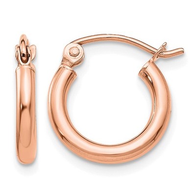 10 Karat Rotgold poliert 2 x 12 mm leichte Röhre Creolen Geschenk für Mama