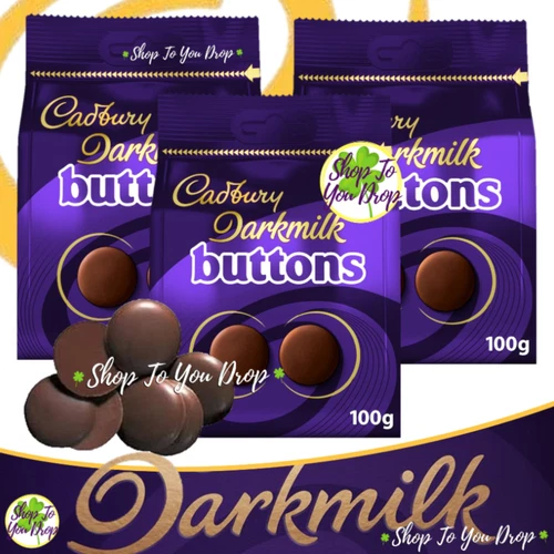 CADBURY DARK MILK CHOCOLATE BUTTONS 3 x 100g Bags Darkmilk Cocoa✨SPECIAL OFFER✨ - Picture 1 of 6