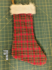Red Plaid Gingham Tartan Lined Christmas Holiday Stocking Handmade New