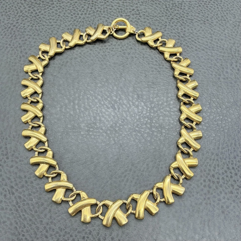 Collar Anne Klein Mujer Tono Dorado X Eslabón Grueso Collar Distintivo Cadena Firmada Foto 2 de 4