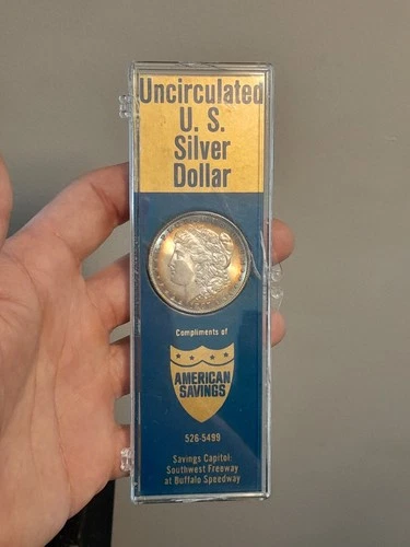 1887 MORGAN DOLLAR Uncirculated AMERICAN SAVINGS & LOAN VINTAGE RAINBOW Patina