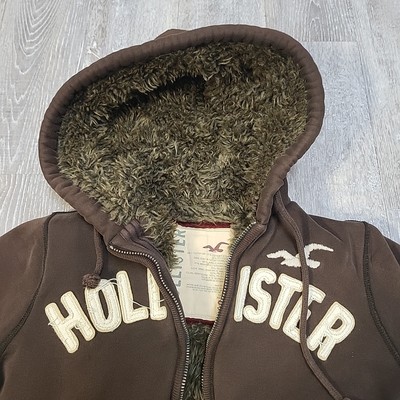 Fur Lined Hollister Sherpa Hoodie Hollister Vintage Faux Fur