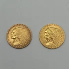 Lot of 2: $2.50 Gold Indian Quarter Eagle Coins, 1908 & 1914, 2-1/2 Type