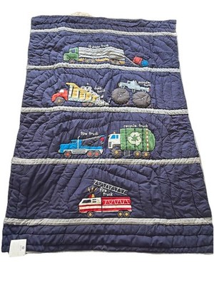 New Pottery Barn Kids Busy Trucks TWIN SIZE Quilt Bedding NWT