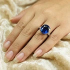 Alluring Royal Blue Sapphire 8.90Ct 925 Sterling Silver White Gold Rings Size 7