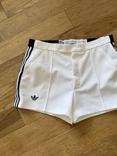 Vintage adidas ATP Tennis Shorts 70s 80s Trefoil Borg Era White Navy USA Ventex