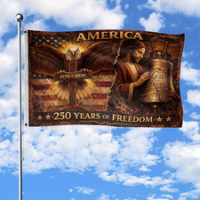 250 Years Christian Flag Brass Grommets, Double-Sided House Flag 3X5 Ft 1 