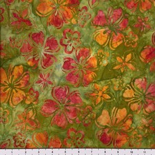 1 Yard Cut of Lunn Fabric Wildflower Batik 100 Cotton 3873 Celebration Tropical