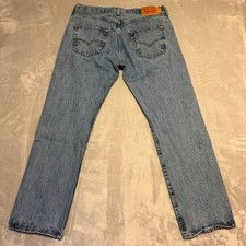 Levis 501 Jeans Mens 34x30 Straight Leg Button Fly Blue Denim