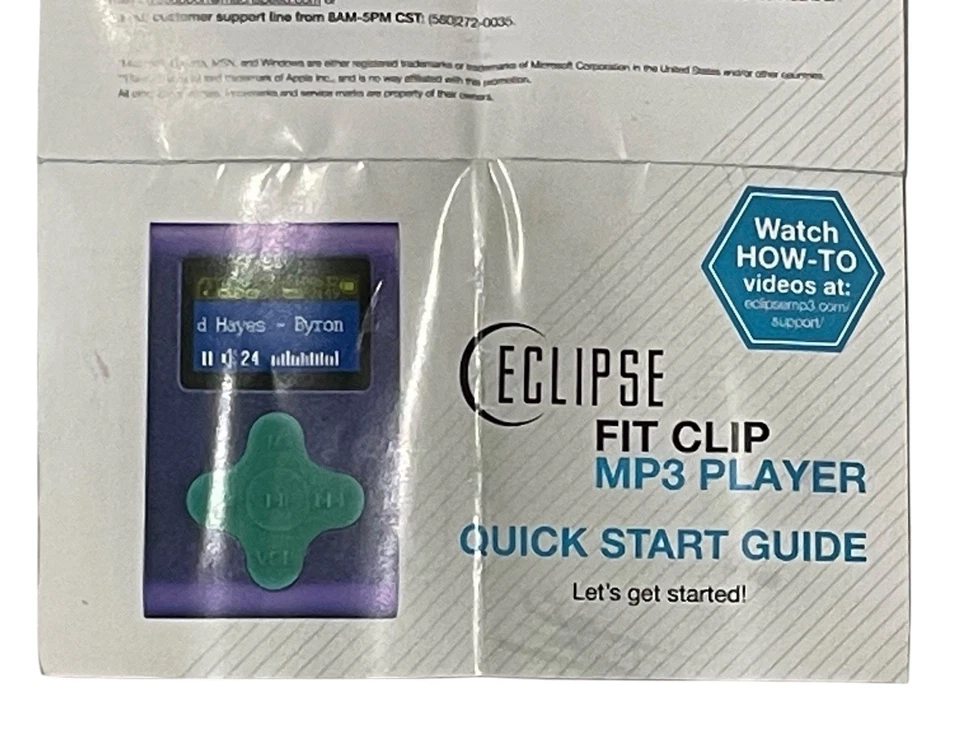 ECLIPSE By J lab Fit Clip 4GB MP3 播放器(银色/黄色)夹子和 Manuel 未测试 — 第 4/4 张图片