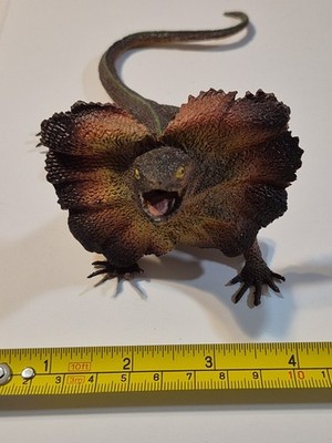 Frilled Neck Lizard Reptile Rubber Realistic Scary Prop Toy Wild Animal Figure 