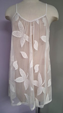 Love, Fire Women's XS Ivory Floral Leaf Lace Tan Lined Mini Dress ~XS