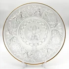 Vintage Anchor Hocking Sandwich Pattern Platter Tray Clear Gold Trim 12"