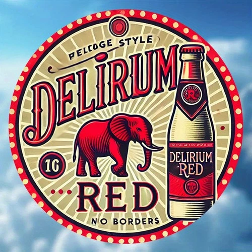 Delirium Red Beer Vintage Tin Metal Sign Round Iron Wall Art 8x8