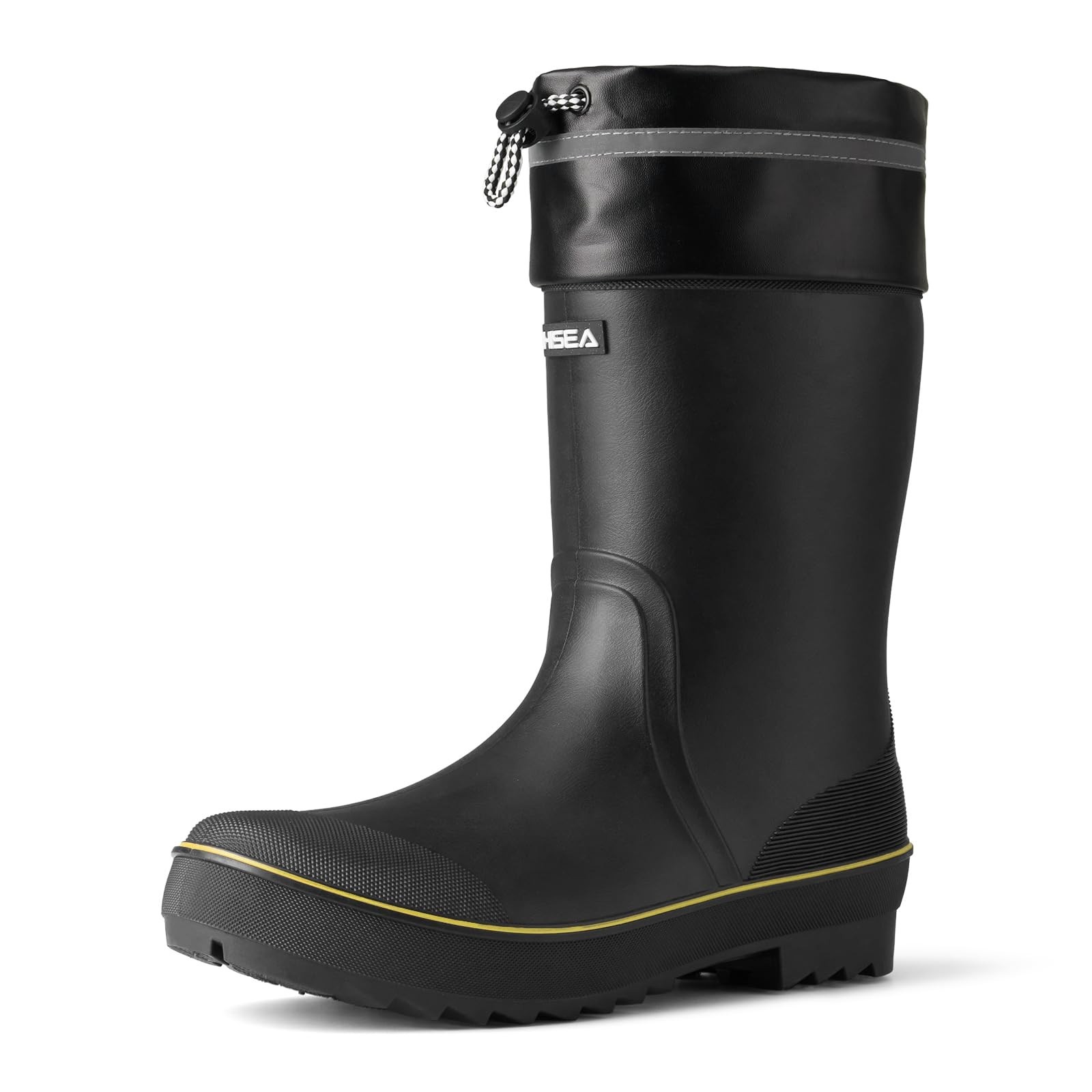 HISEA Men's Rubber Rain Boots Waterproof Durable Non Slip Mid Calf Boots for ...