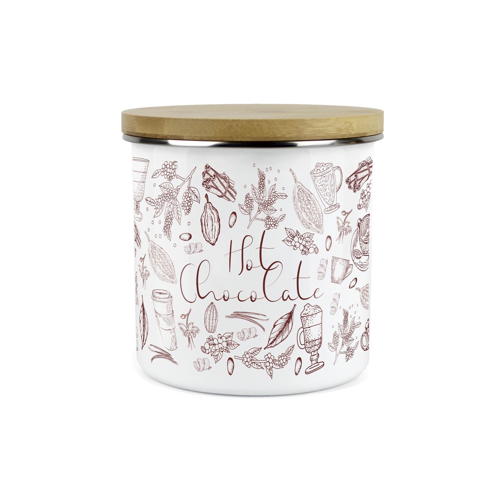 Enamel Rustic Hot Chocolate Storage Canister Kitchen Cocoa Jar