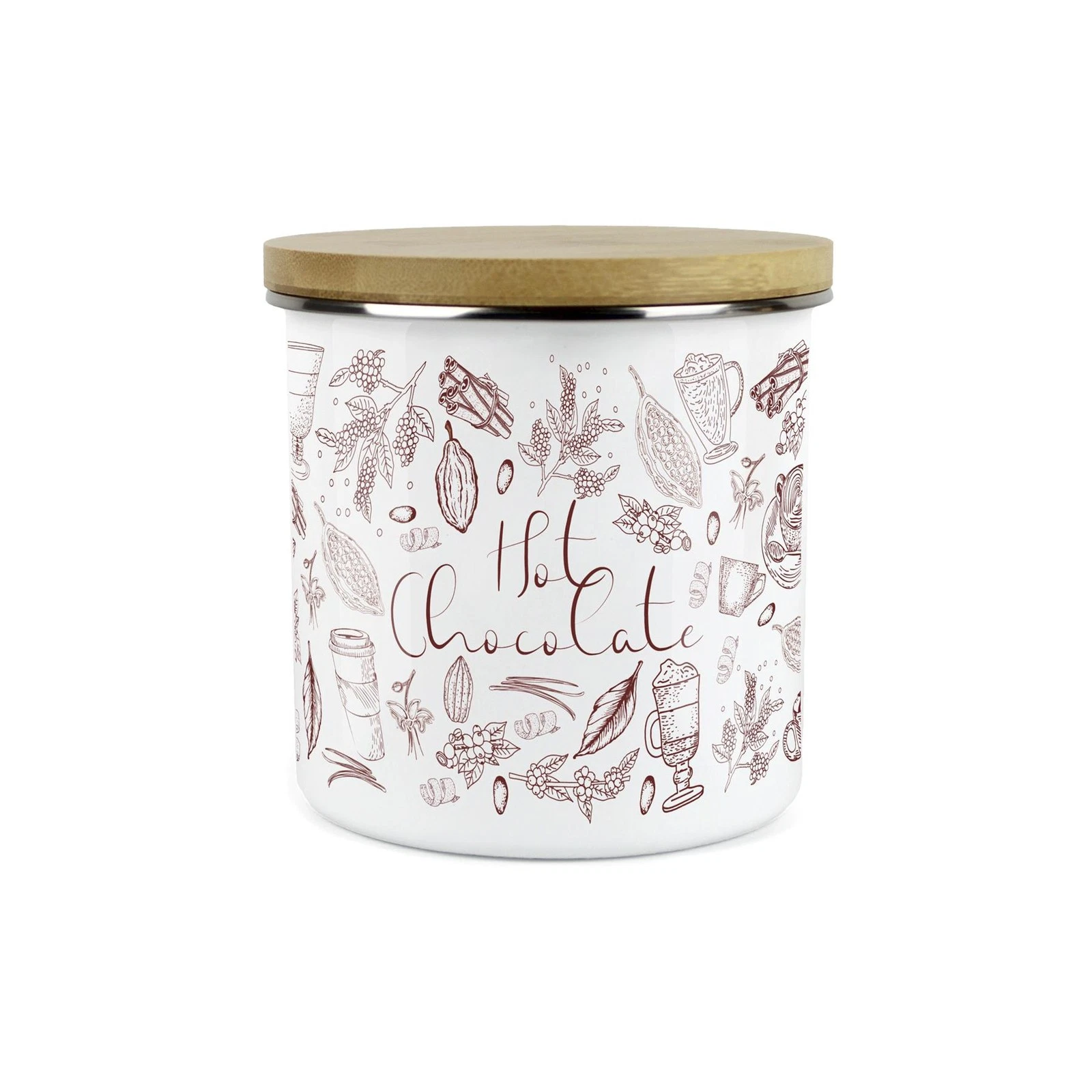 Enamel Rustic Hot Chocolate Storage Canister Kitchen Cocoa Jar